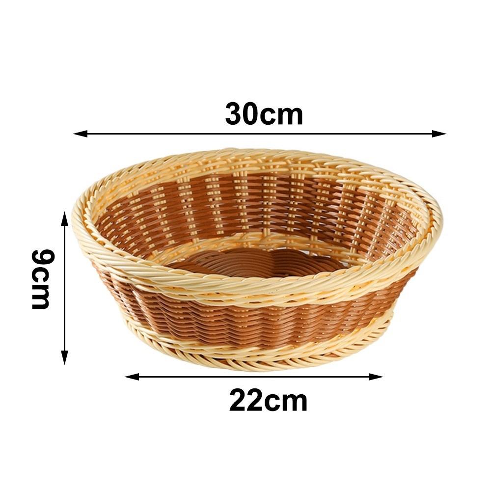 Hand-Woven Imitation Rattan Basket Round Food Storage Basket Practical Storage Box  Kitchen