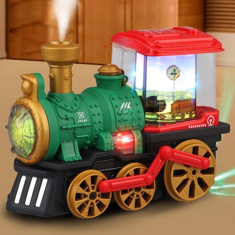 Детский обучающий поезд Электрическая модель со светом, звуком и распылением для детской игры зелёный