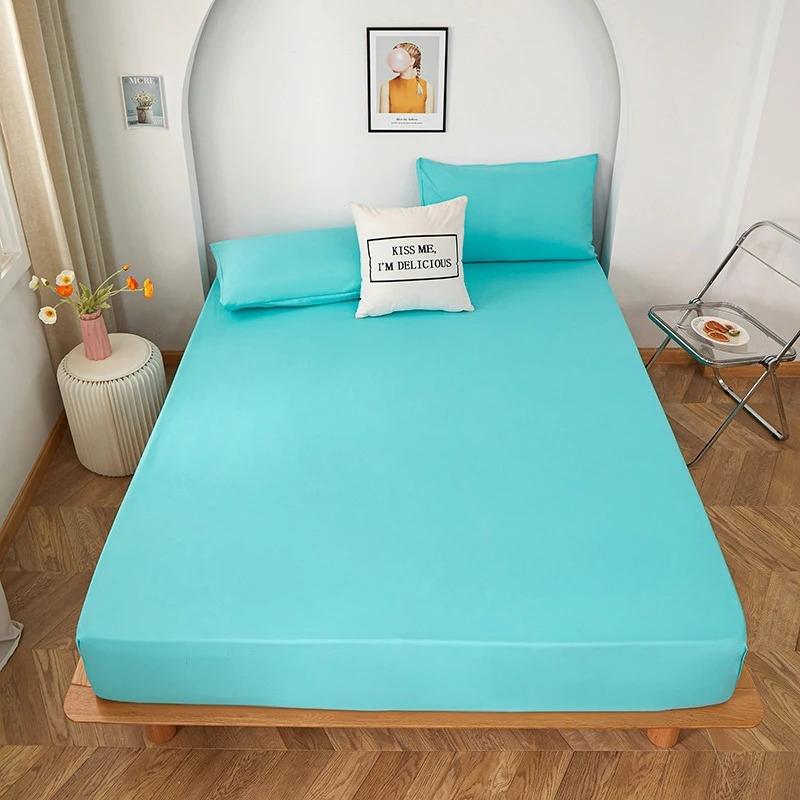 1 Piece of Solid Color Bed Sheet for Bedroom 100%Polyeste Elastic Band Around Bedding Fitted Sheet Only (excluding Pillowcases)