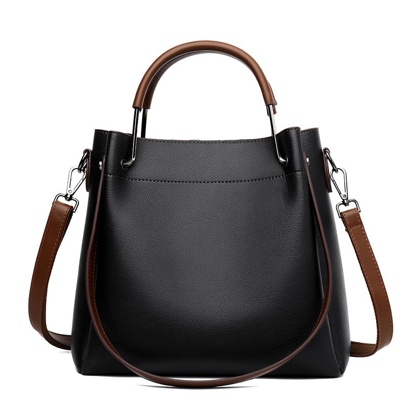Simple Generous Solid Color Women's Handbags New Style Large Capacity Ladies Bucket Bag High End PU Leather Single Shoulder Bag for Mother's Day Gifts