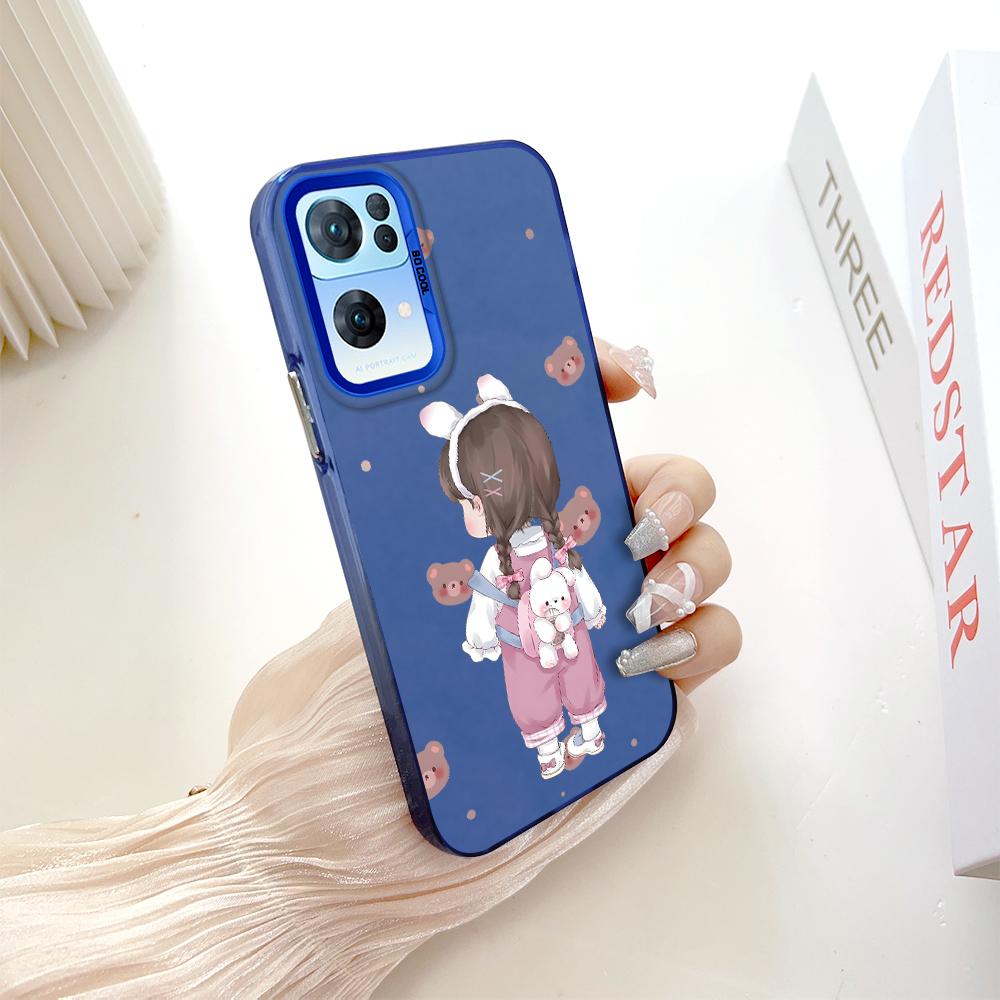 Malovaný vzor Barevný Stříbrný Oboustranný Tvrdý Kryt Nárazuvzdorný Proti pádu Pouzdro na telefon pro OnePlus OPPO Reno Realme