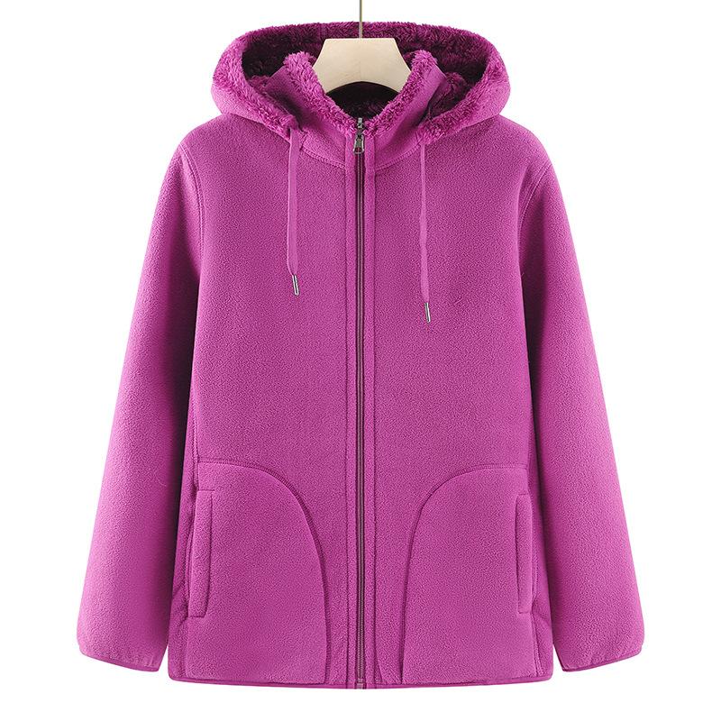 

Утепленные зимние толстовки, худи, куртка, женские пальто из поларфлиса на молнии, повседневное теплое пальто для среднего возраста XXXXL розовый