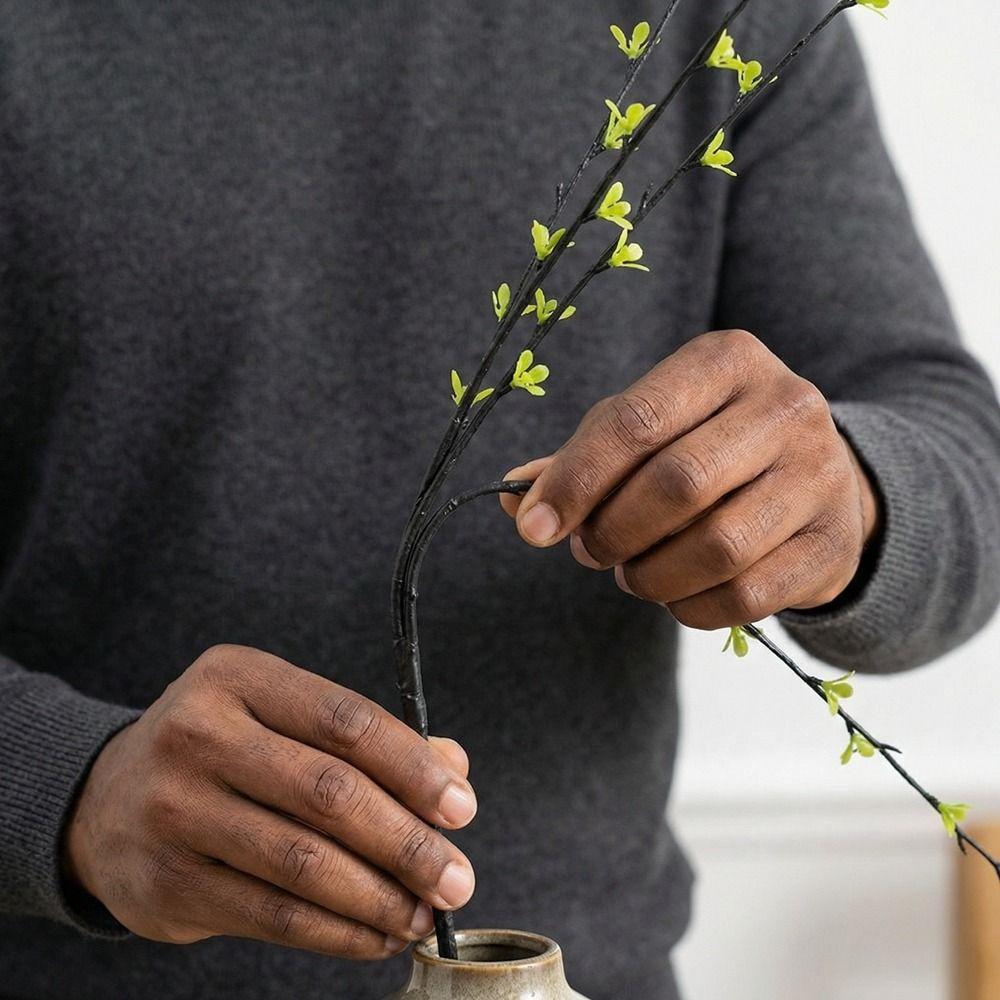 Real Touch Artificial Plum Branches Long Stems Simulation Green Plant  Hotel Decor