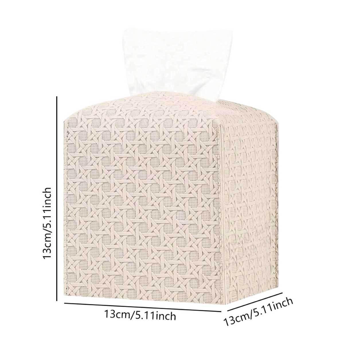 

Woven Rattan Square Tissue Box for Home or Car 13x13x13 cm брудно-білий