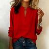 Rode V-hals Blouse met Lange Mouwen