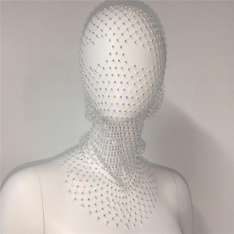 Meier Accessorize with a rhinestone elastic mesh headband - holiday carnival sparkling diamond face mask