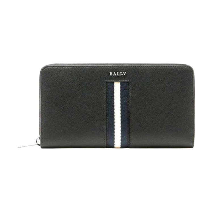 

Bally Logo Zipper Wallet Men Wallet Black 6313150 Basic Set (Bag+Dust Bag)