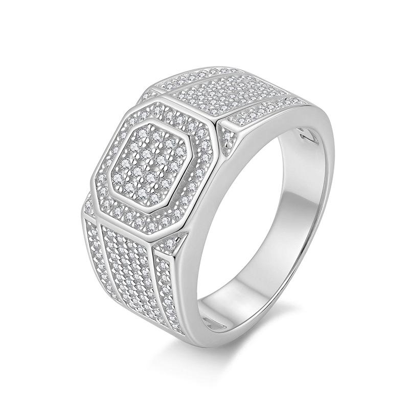 Sterling Silver Gold-Plated Moissanite Men s Hip Hop Ring Size 10