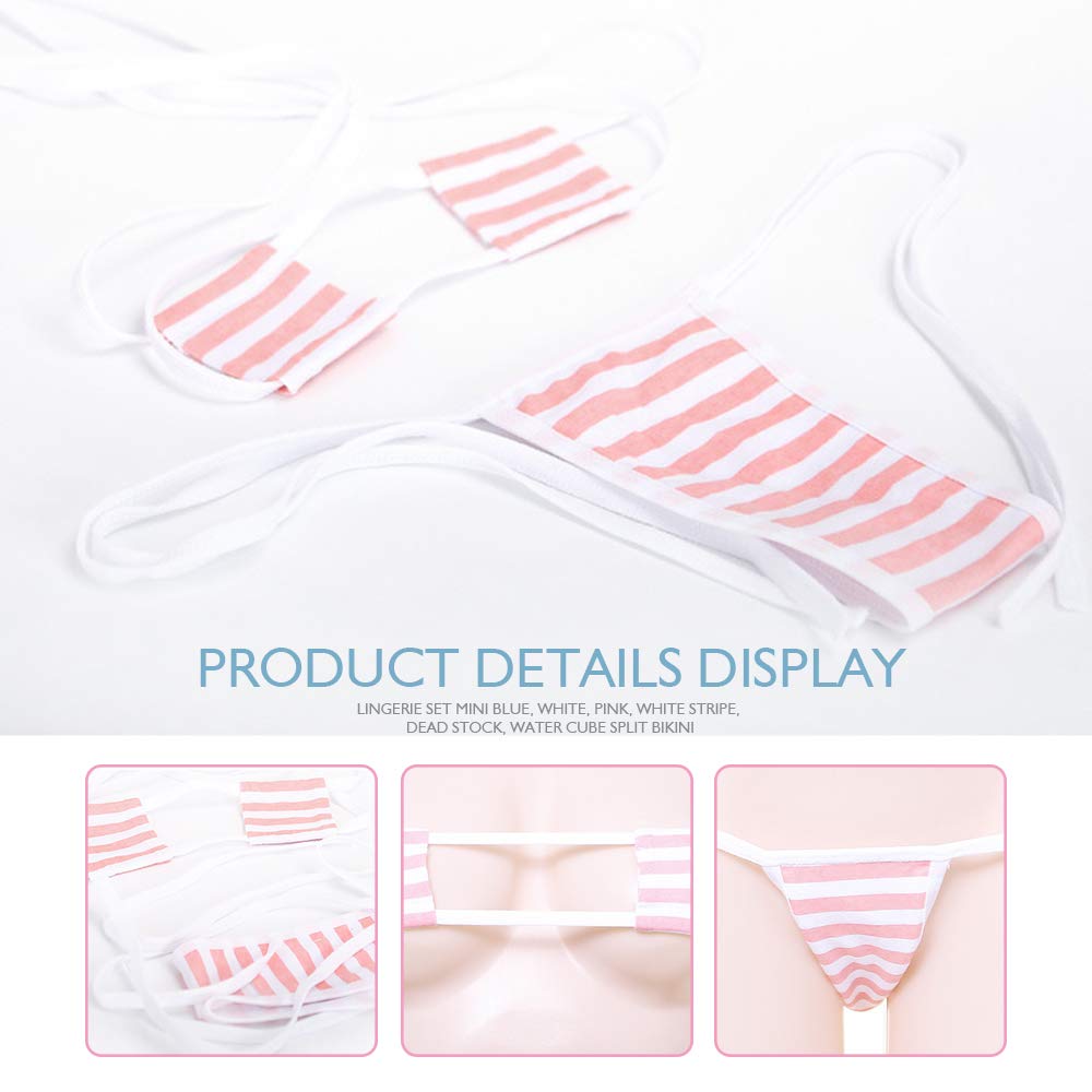 Eyepatch Bikini Cosplay Tiny Micro Bikini Triangle Bikini Square Bikini Separates Lolita Mini Bra Bikini T-Shorts Striped Halter Neck Doll Swimsuit