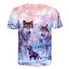 Summer Round Neck 3D Wolf Print Top Fashionable Casual Short Sleeved Men's T-shirts