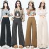 Damen Frühlings Khaki Multi-Pocket Retro Wide-Leg Schlagjeans