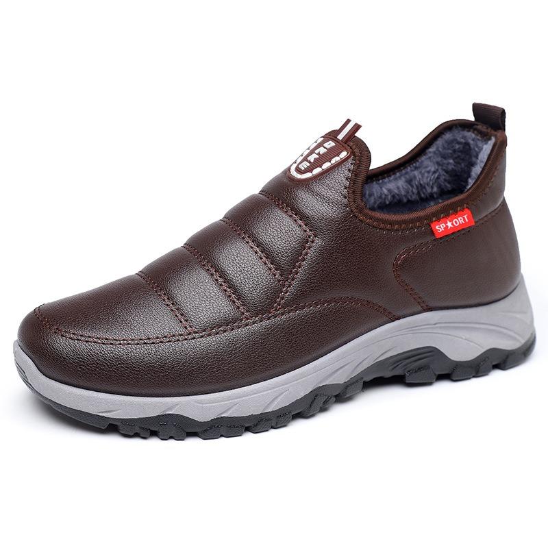 Winter new old Beijing cotton shoes men's leather surface piled thickened warm dad shoes casual snow boots boots