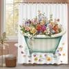 Flower Butterfly In the Bathtub Shower Curtain, Bathroom Decorative Shower Curtain, Waterproof Shower Curtain with Hooks