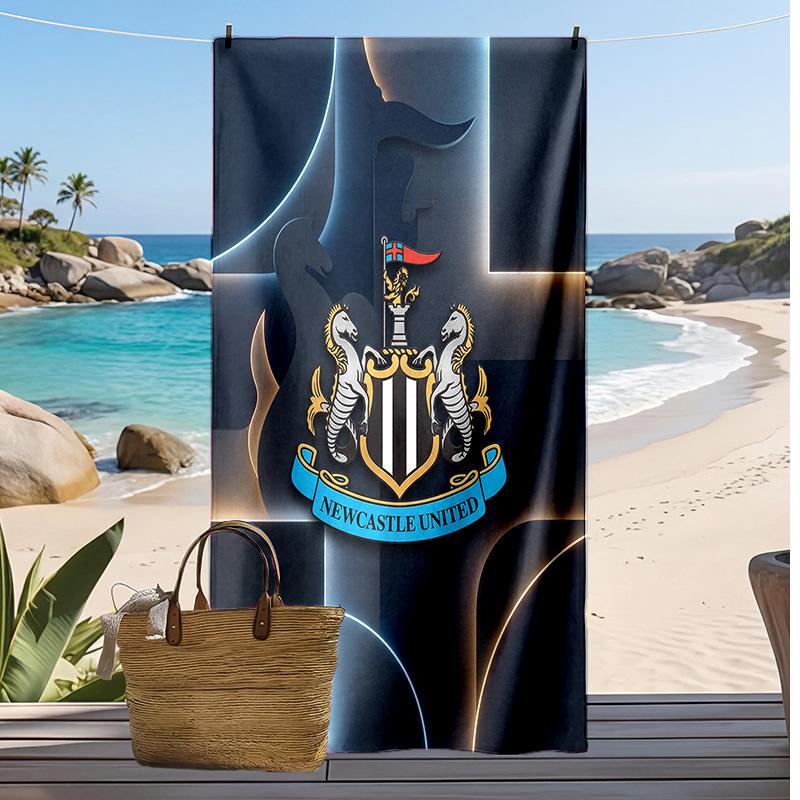 Asciugamano da Spiaggia con Stampa del Newcastle United Football, Asciugamano Grande Morbido ad Asciugatura Rapida per Spiaggia Campeggio Nuoto