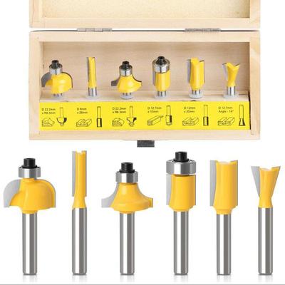 Woodworking Router Bits Milling Cutters 6Pcs Set of 6mm 1/4inch Shank Engraving Machine Milling Cutter Head And Bakelite Milling