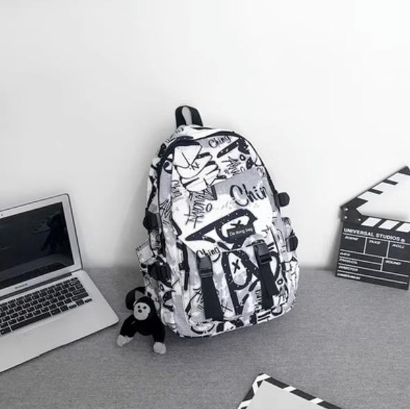 Schulrucksack trendige Marke Rucksack Herren Ins trendig cool große Kapazität Graffiti Rucksack Schüler Pendler Schulrucksack College-Studenten Reise Rucksack