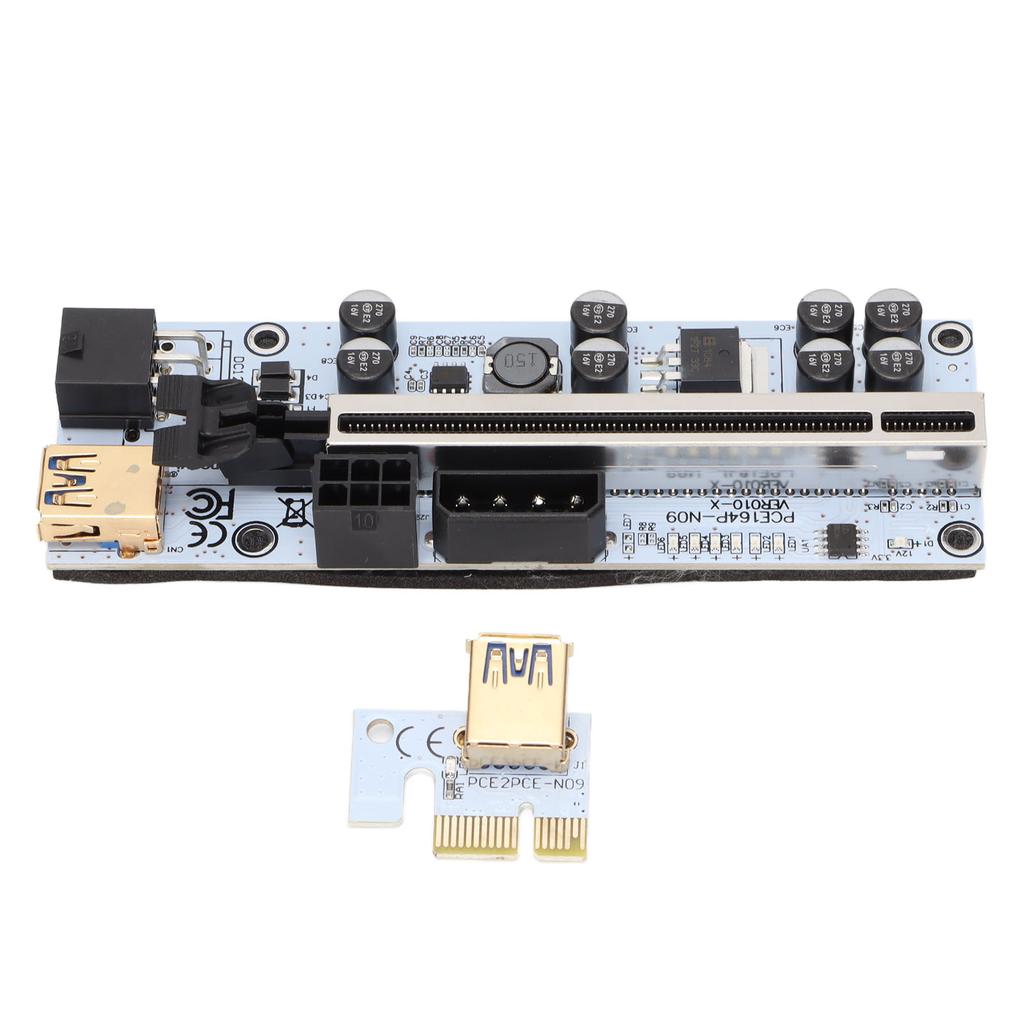 Riser Adapter Card Gold Plated Contacts Fine Workmanship 6 LED Lights Simple Operation PCIE Riser