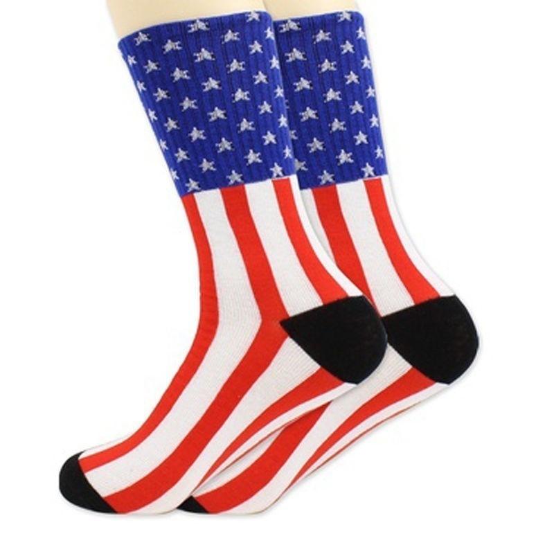 Fashion American Flag Mens Cotton Stars&Stripes USA Socks Old Glory Casual Crew