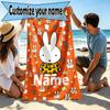 Custom Name Personalized Miffy Print Beach Towel, for Trip Camping Beach Party Home Decor, Birthday Gift for Family & Friends