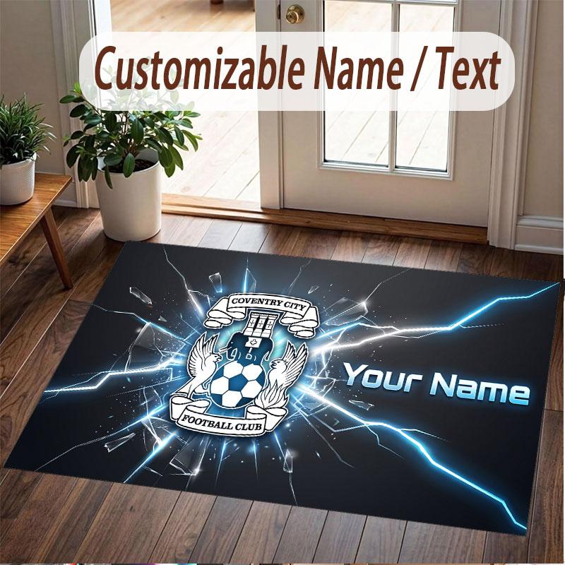 Custom Rug Coventry City Pattern Print Name Text Soft Non‑Slip Floor Carpet for Home Indoor Decoration