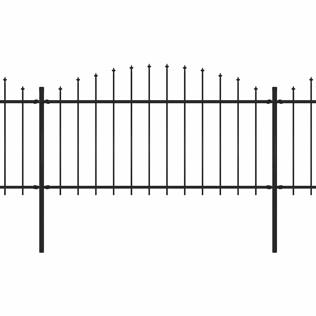 Spear Tip Garden Fence Steel 714.5 x 150 cm Black