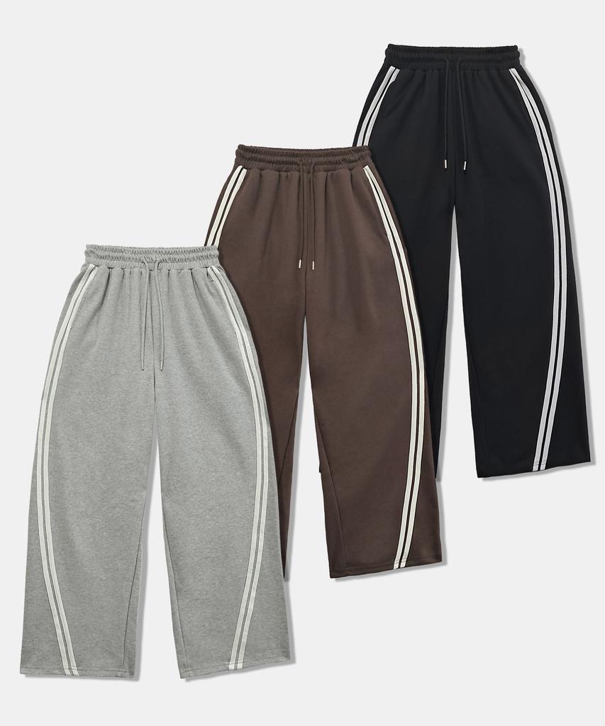 OCELOT C59 Curved Side Double-Striped Wide Sweatpants_Black