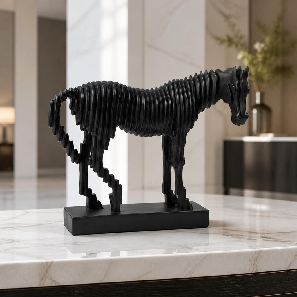 Layered Horse Figurine with Rectangular Base Lightweight for Entryway