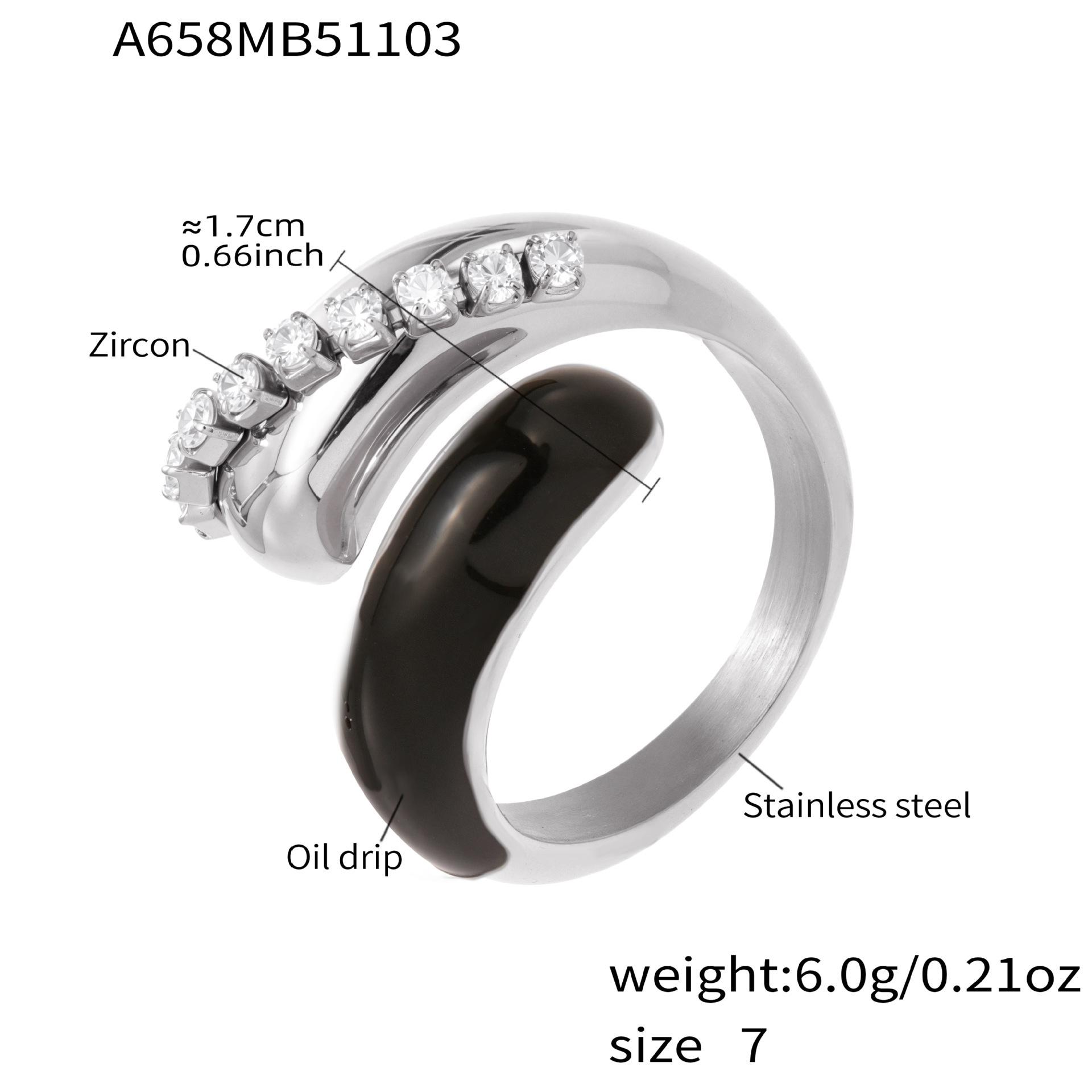 

Чорне Помаранчеве Емальоване Відкрите Кільце З Нержавіючої Сталі З Покриттям 18к Золотом Масивні Кільця-Краплі З Блискучим Цирконом Для Жінок 7