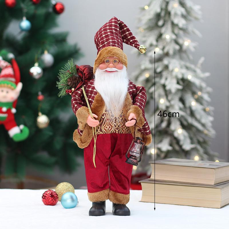 46Cm Standing Santa Claus Doll Supermarket Window Hotel Santa Claus Party Christmas Decorations