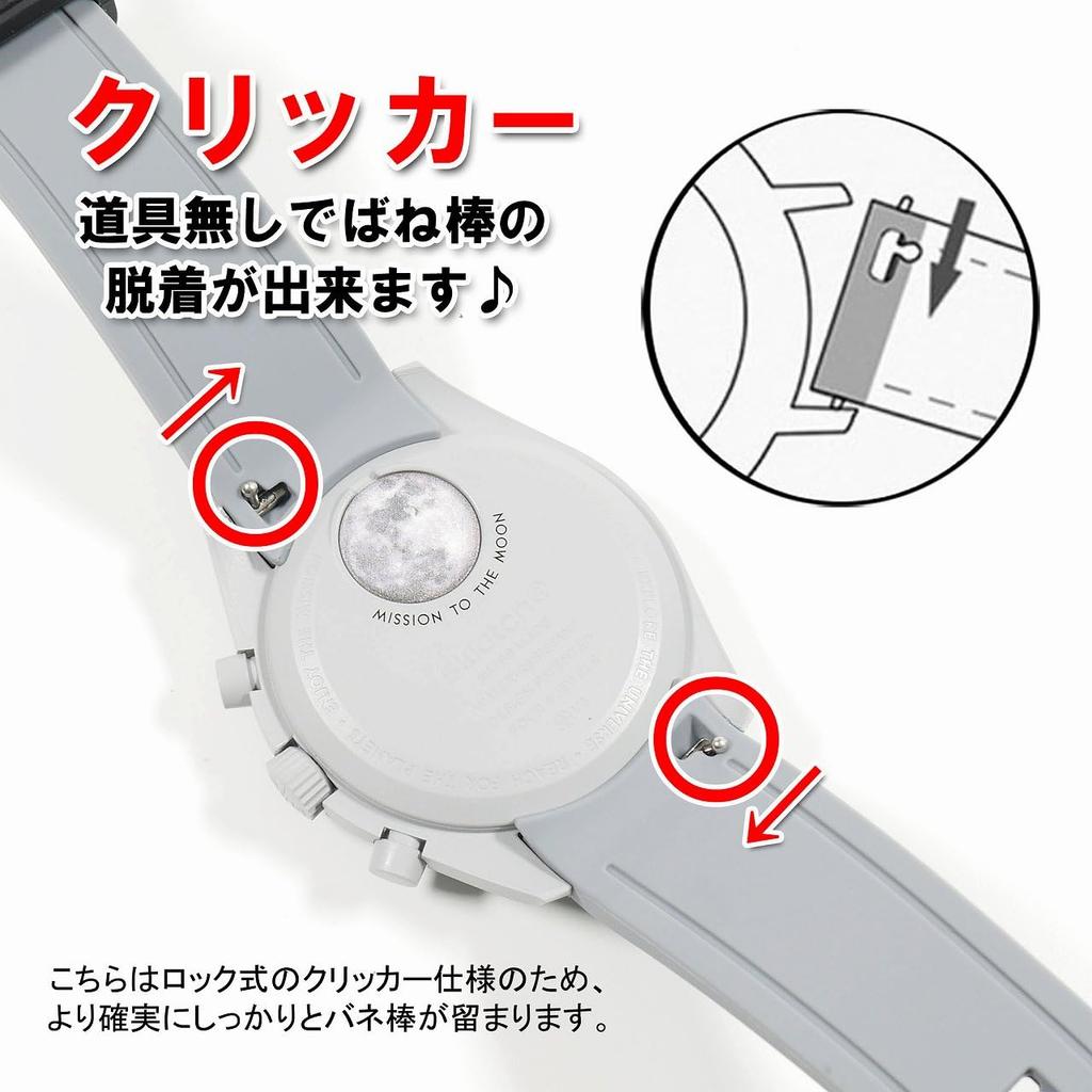 Swatch x OMEGA Exclusive Rubber Strap with Clicker Feature (Black & Gray/1965)