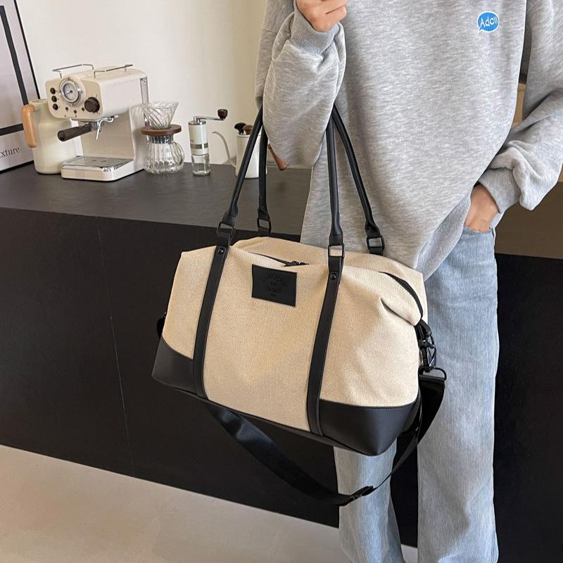 

Short Trip Bag Women s Light Luggage Bag Business Trip Large Capacity Canvas Handbag Travel Fitness Tote Bag чорний