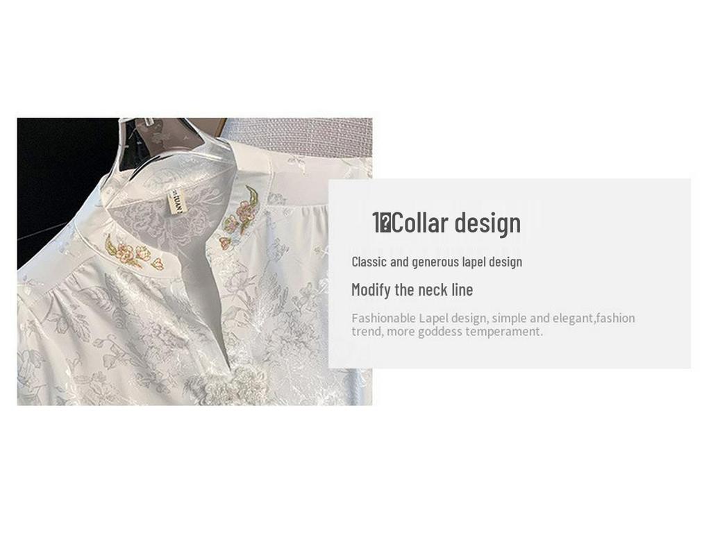 Damen 2025 Sommer Chinesischer Stil Satin Besticktes Froschknopfhemd