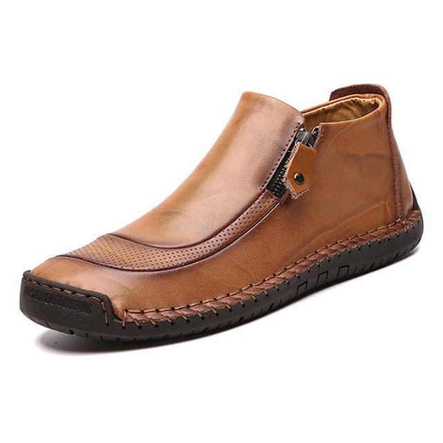Fashion New Fashion Men Boots High Quality Split Leather Ankle Snow Boots Shoes Warm Fur Plush Winter Shoes Plus Size 38-48