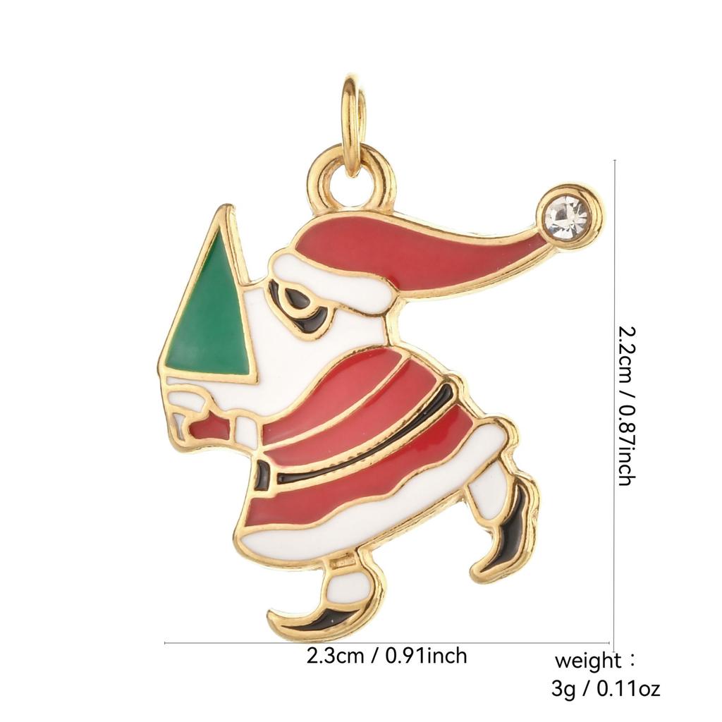 Weihnachts-Schlüsselanhänger aus Edelstahl mit Anhängern von Weihnachtsmann, Schneemann, Glocke und Elch