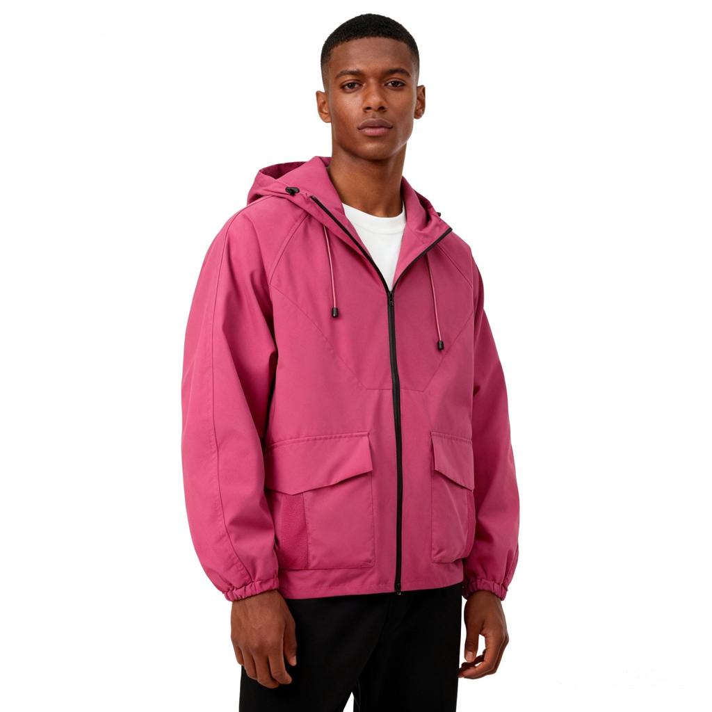 Men's And Women's Solid-color Casual Sports Outdoor Hooded Windbreaker, Men's And Women's Zipper Jacket