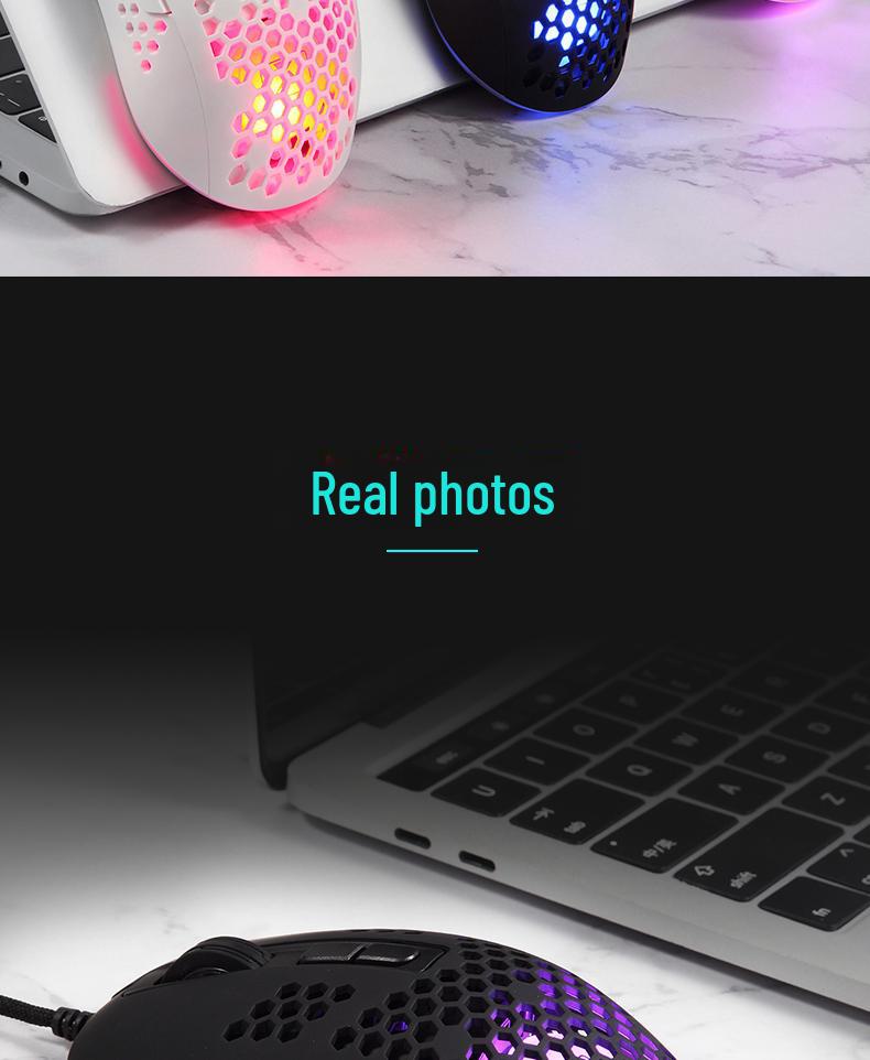 Xinmeng Lightweight 383-Hole Wired USB Gaming Mouse with Programmable Macros