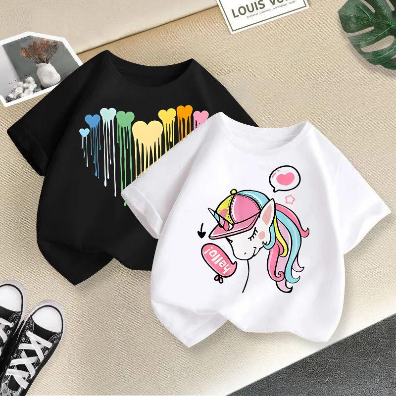 Kid T Shirt Unicorn Printed Children T-shirt Kids 100% Cotton Clothes Tshirt Tops Boys Girls Baby Tee 2-13Y