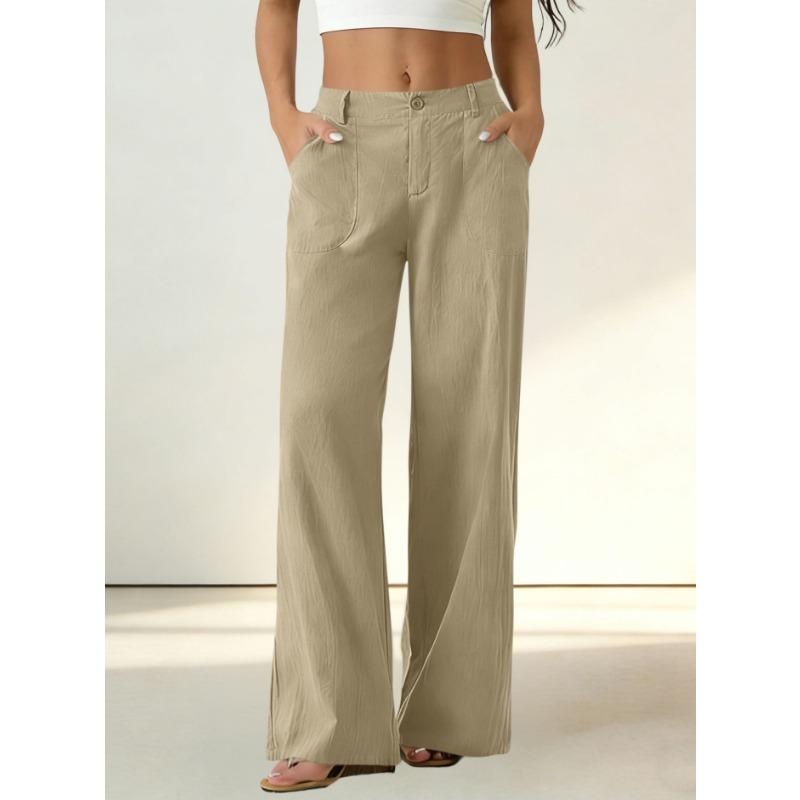 IHUASU Women's Fashion Casual Solid Color Print Pants & Capris