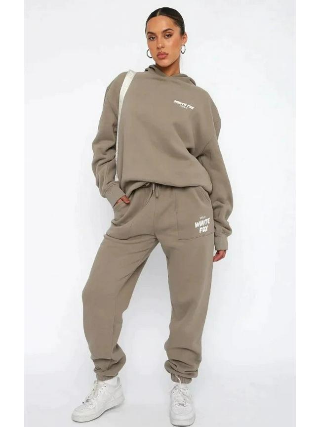 Conjunto de Sudadera con Capucha de Forro Polar para Mujer de Tendencia Americana y Pantalón de Chándal - Estilo Hip Hop Skateboard