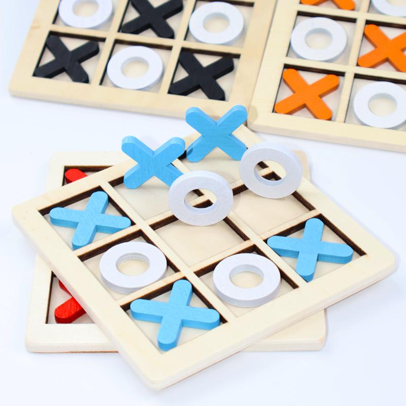 Solid Wooden Tic Tac Toe Board Game Montessori Toys - Perfect for Family Fun and Backyard Entertainment!