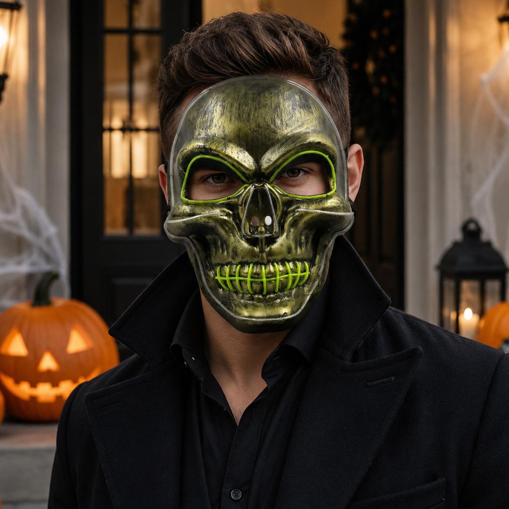 Halloween Glowing for Adults - Scary Light Up Face for Costume Party and Events