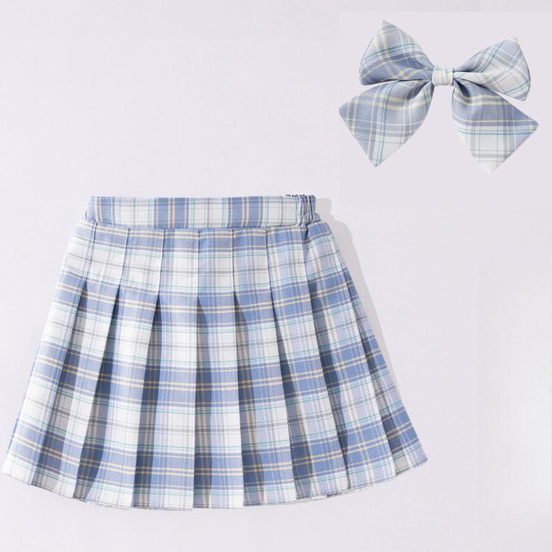 Spódnica JK dla dziewcząt Mundurek Spódnica w kratę Dziecięca sukienka wiosenna Spódnica w stylu college Spódnica plisowana Spódnica jesienna Letnia krótka spódnica
