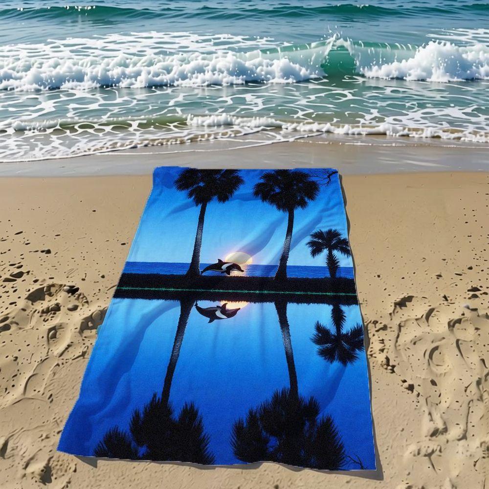 Aesthetic Sunset Beach Towel 1Pc Microfiber 2D Flat Printed Sandproof Waterproof Picnic Mat Swim Bath Towel Aesthetic