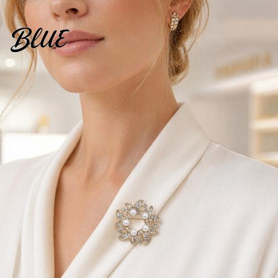 Non-deforming Brooch Pin Faux Pearl Wreath Design Lapel Pin