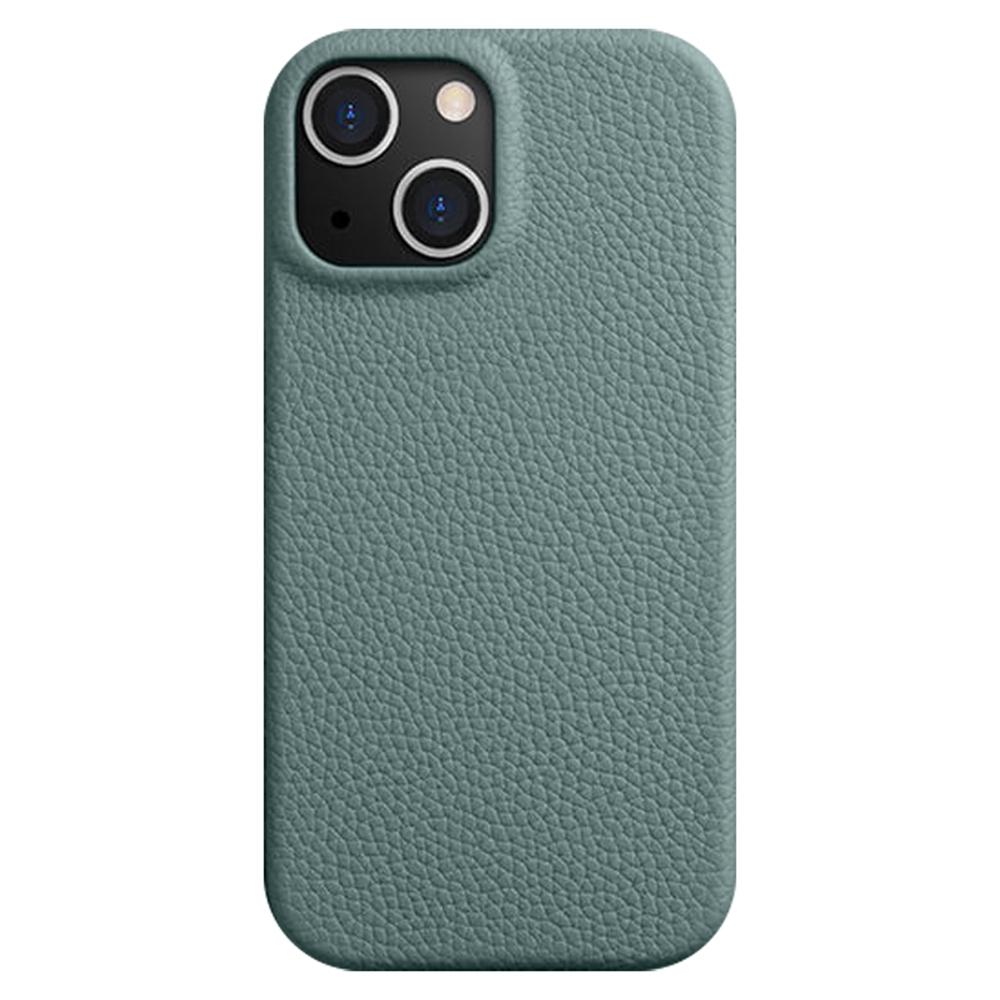 MELKCO For iPhone 14 Anti-drop Case Genuine Cow Leather+PC Phone Cover Compatible with MagSafe