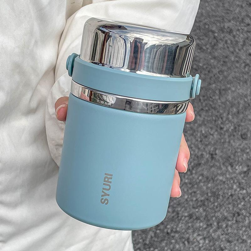 

Braised cup female super long thermal insulation lunch box bucket baby smoldering cup student office worker thermal insulation soup pot bucket Single cup 600ml синій