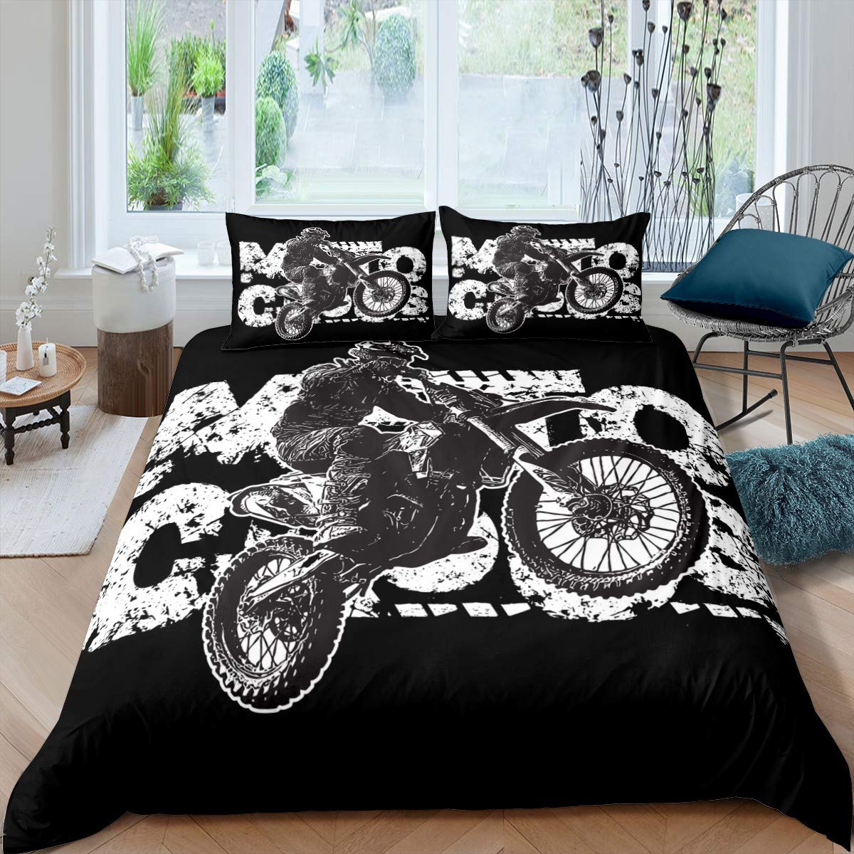 

Comforter 3D Motocross Rider Microfiber Red Black Dirt Bike Extreme Sports Theme Motorcycle Pattern Bedding Set King Size Comforter (quilt)-EU Single(135*200cm)3pcs
