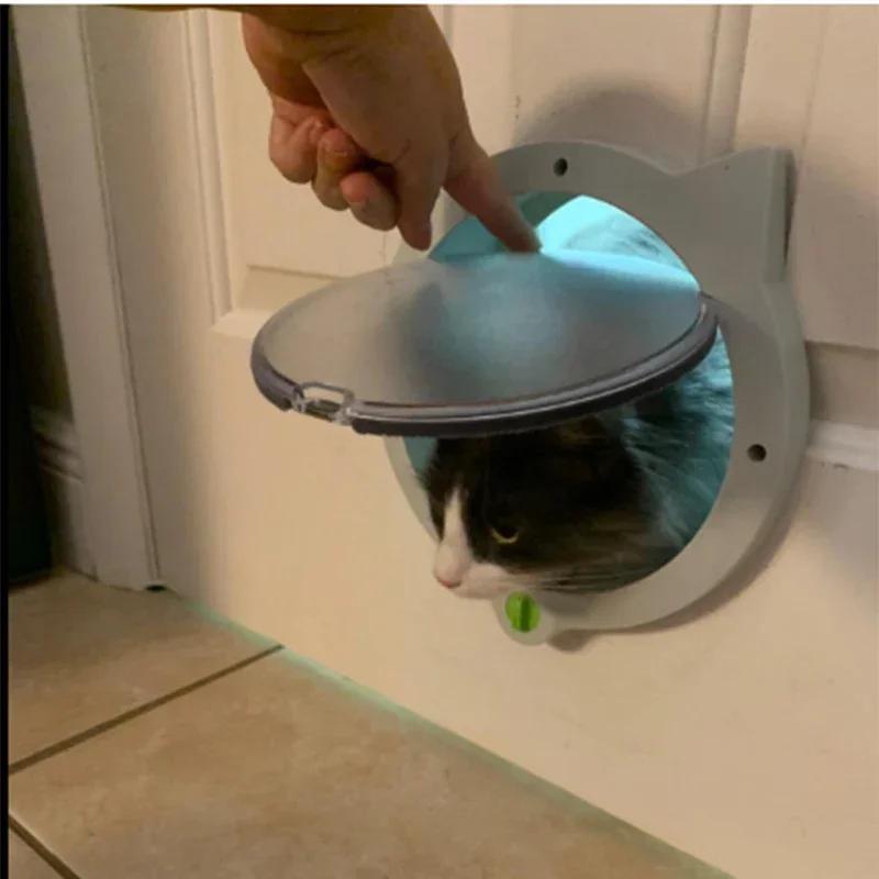 Cat Door 4-Way Locking Cat Flap Fits Interior Exterior Doors Walls For Hidden Cat Litter Box Safe Lockable Pet Flap For Cats