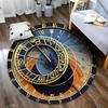 Vintage Prague Astronomical Clock Round Rug Medieval Astrology Zodiac Non-Slip Carpet for Gothic Steampunk Home Decor mat