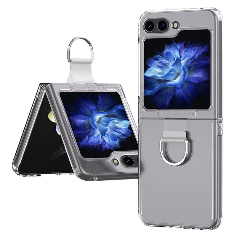 

For Samsung Galaxy Z Flip6 5G Case with Ring Holder Clear PC Phone Cover A